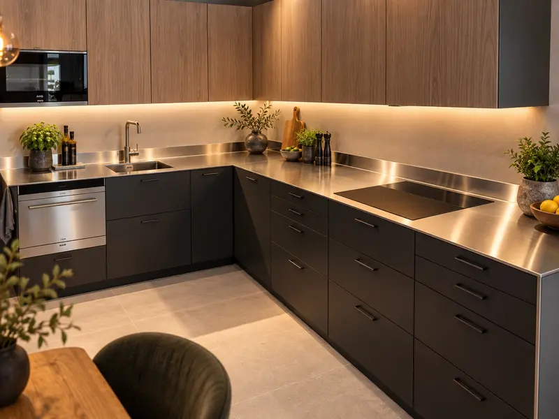 RVS keukenblad op een IKEA keuken